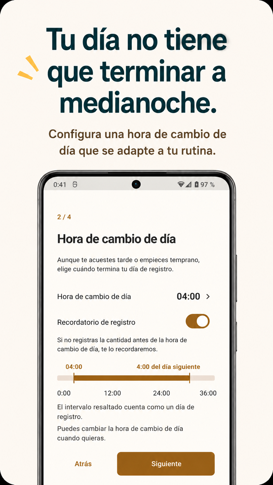Ajuste de la hora de cambio de día